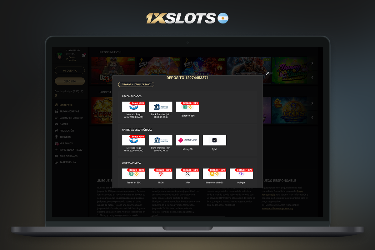 depositos y retiros en el casino 1xslots